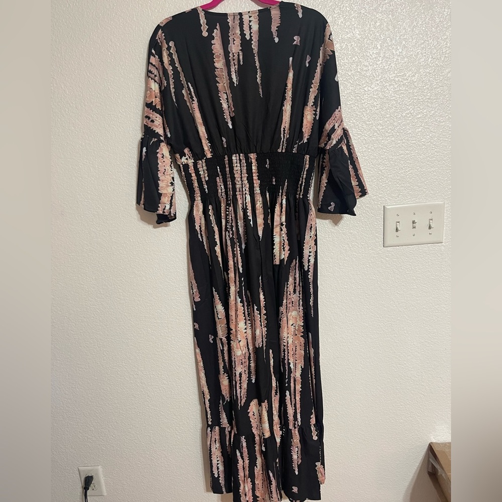 Retro 3/4 Sleeve Print Midi Dress - Picture 5 of 9